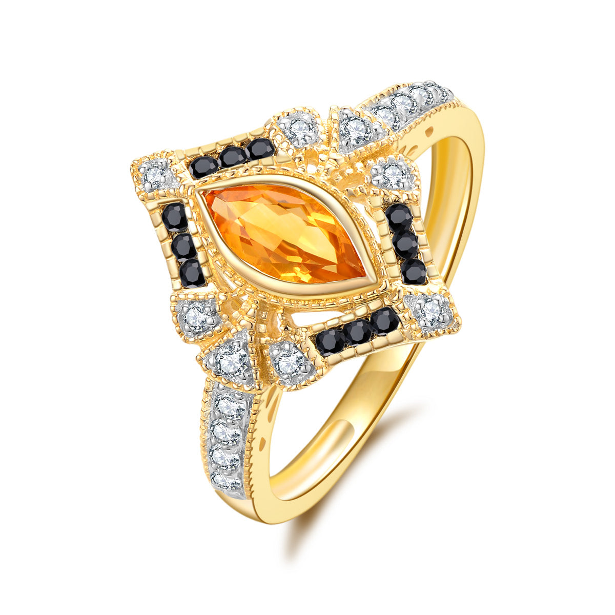 Citrine and diamond ring deals yellow gold