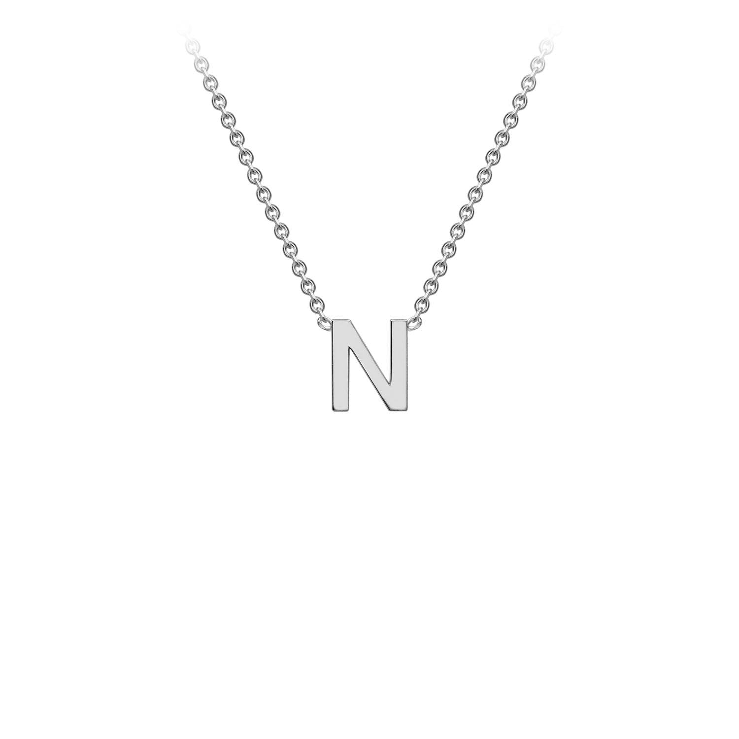 9ct White Gold 'N' Initial Adjustable Letter Necklace 38/43cm