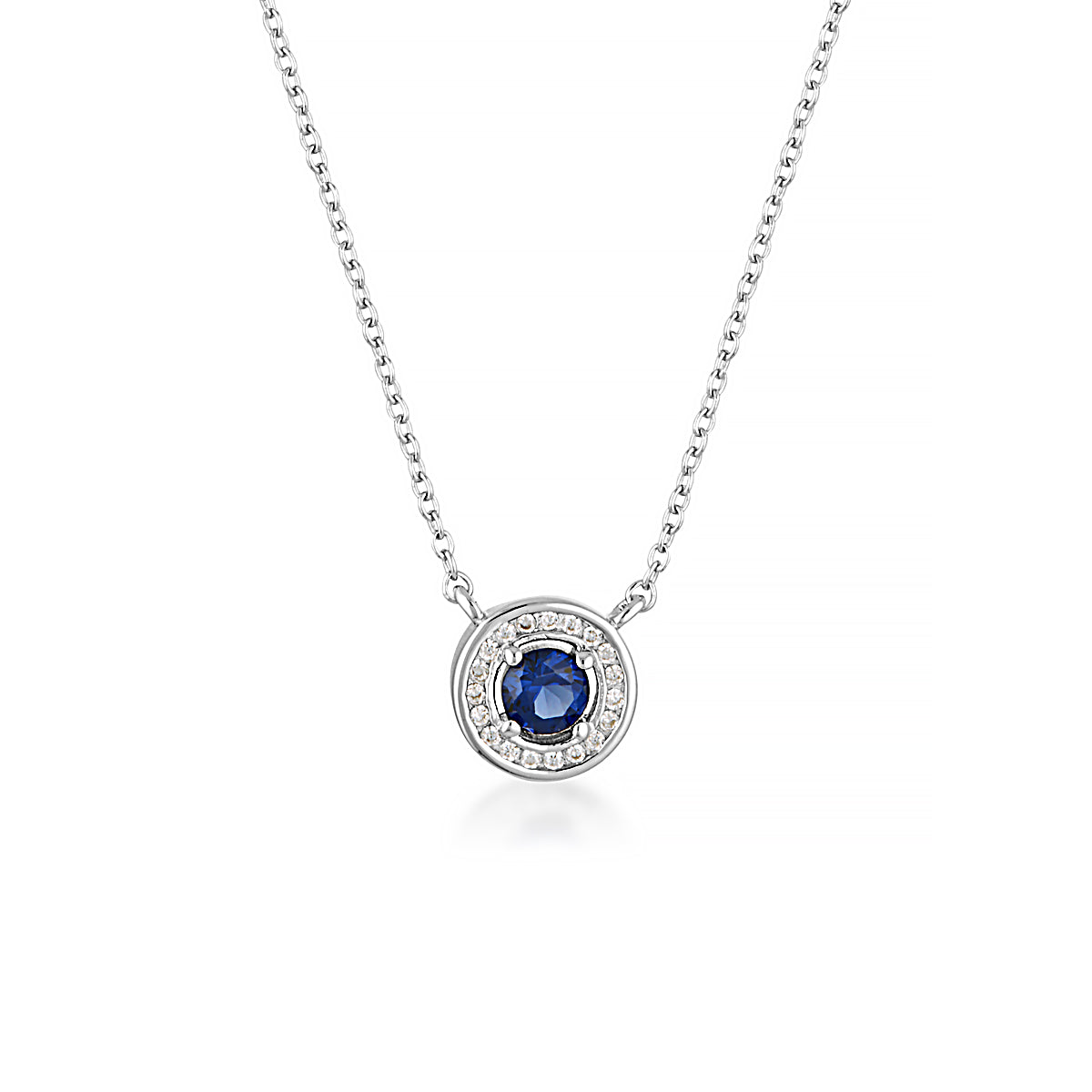 Georgini Milestone Sapphire Halo Pendant in Silver