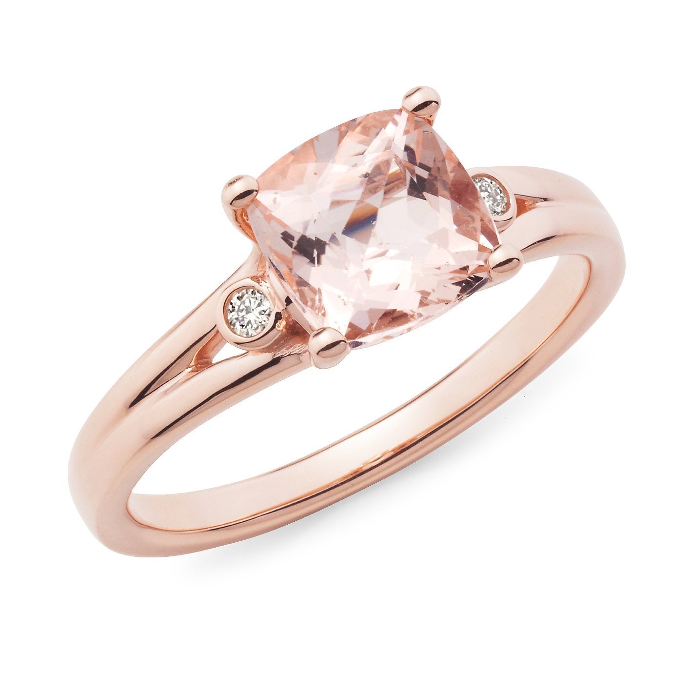 Morganite & Diamond Claw Set Dress Ring in 9ct Rose Gold