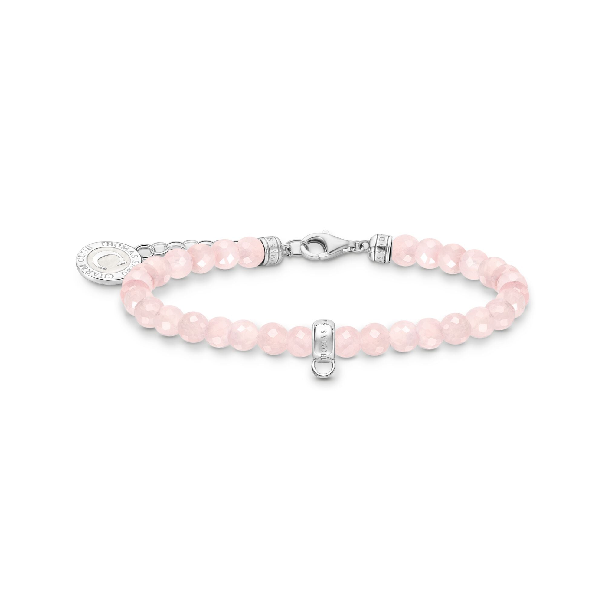 THOMAS SABO Member Charm Bracelet with Rose Quartz Beads