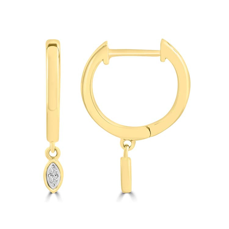 Diamond Hoop Earrings with 0.02ct Diamonds in 9ct Yellow Gold