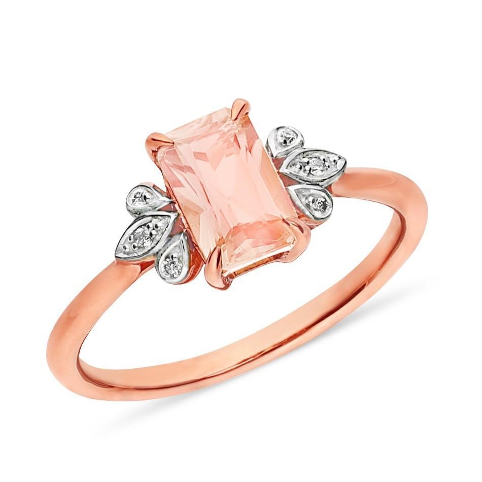 9ct rose gold morganite & diamond ring