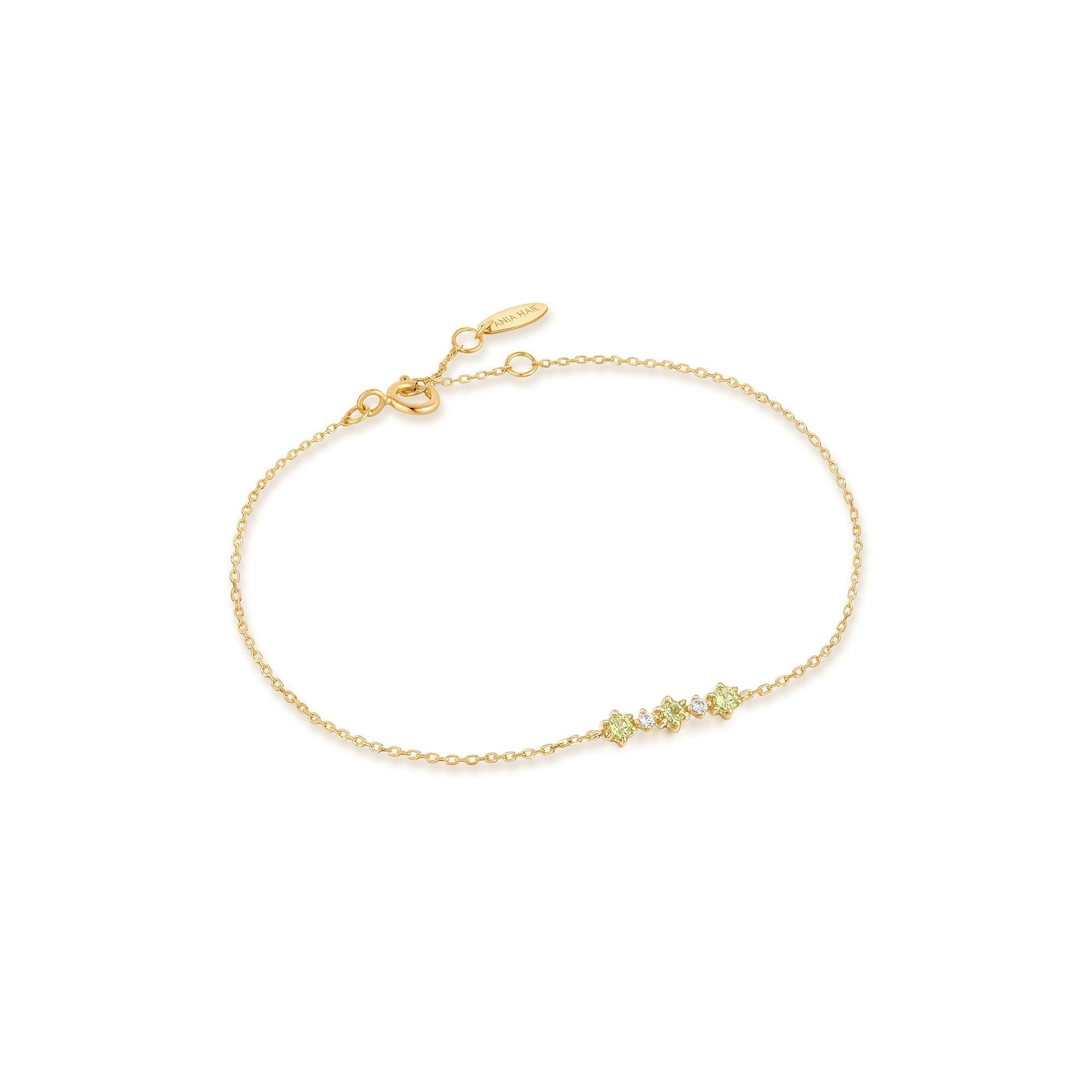 Ania Haie 14ct Gold Peridot and White Sapphire Bracelet