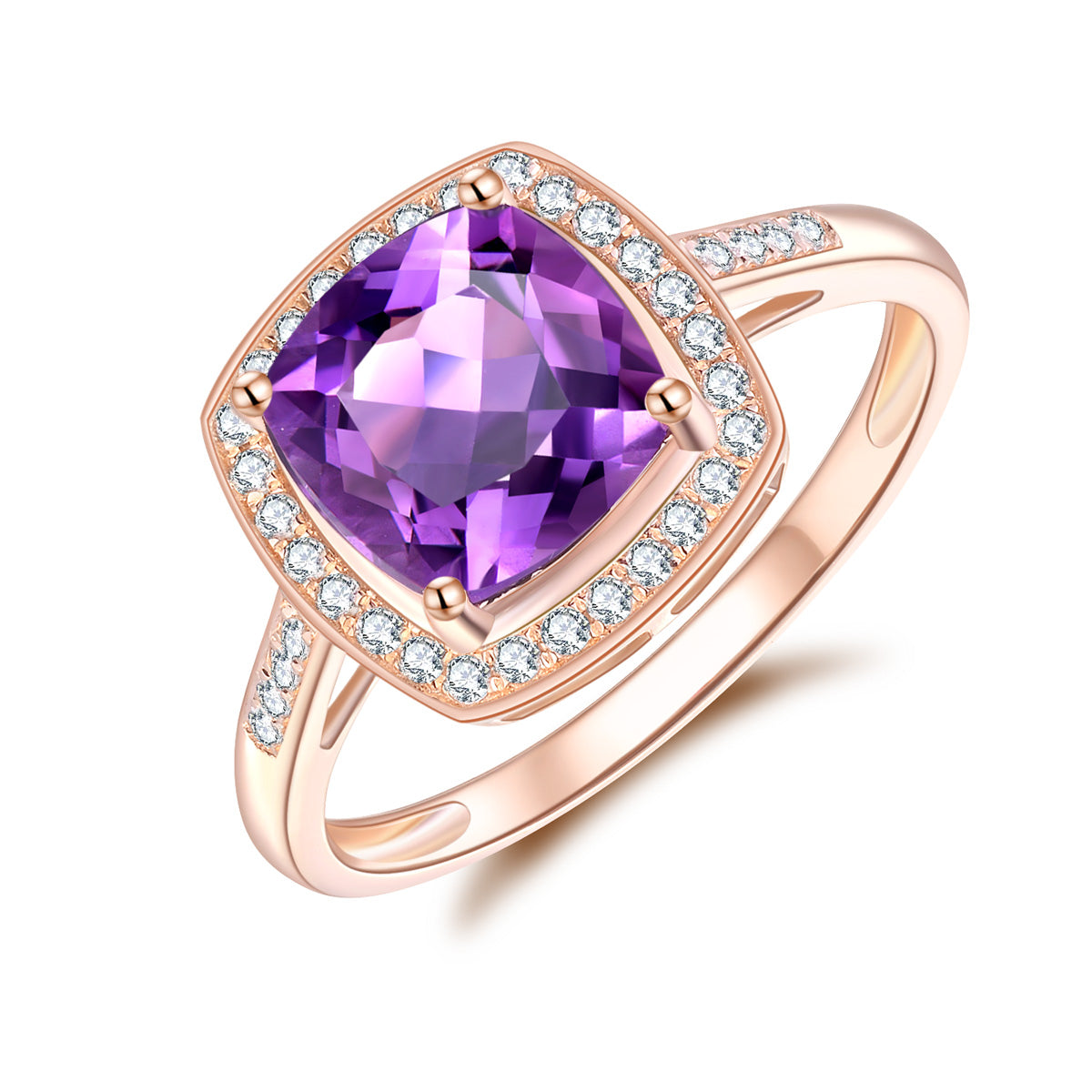 9ct Rose Gold Amethyst & Diamond Ring