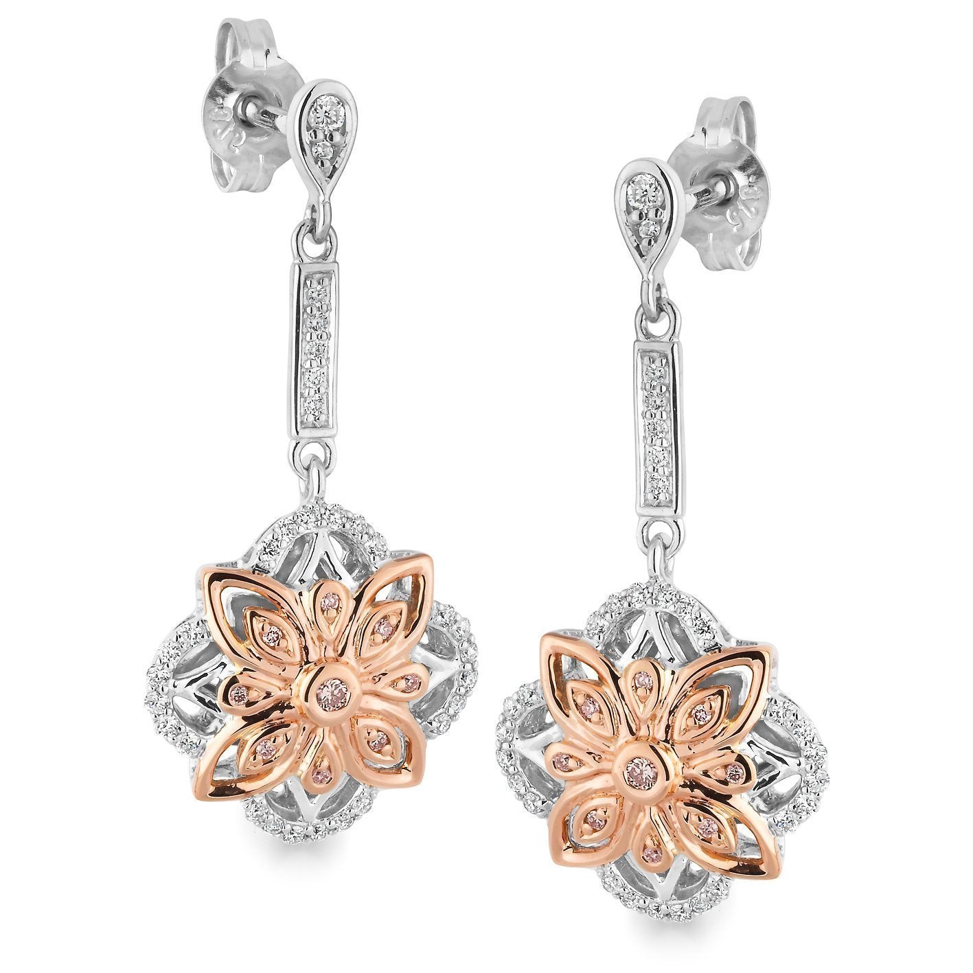 0.26ct Pink Diamond Earrings in 9ct White & Rose Gold