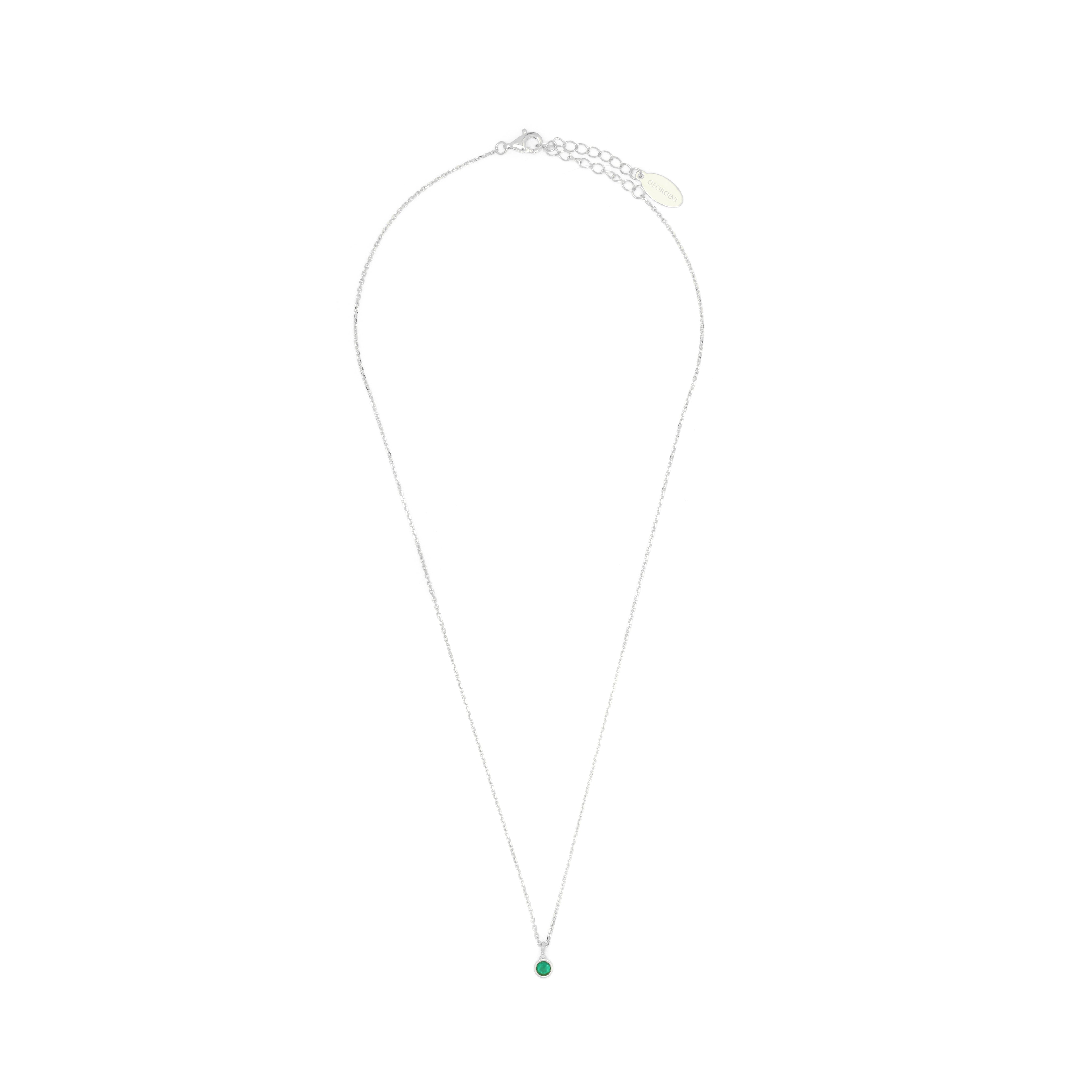 Diamonds by Georgini Natural Green Agate and Diamond May Pendant Silver