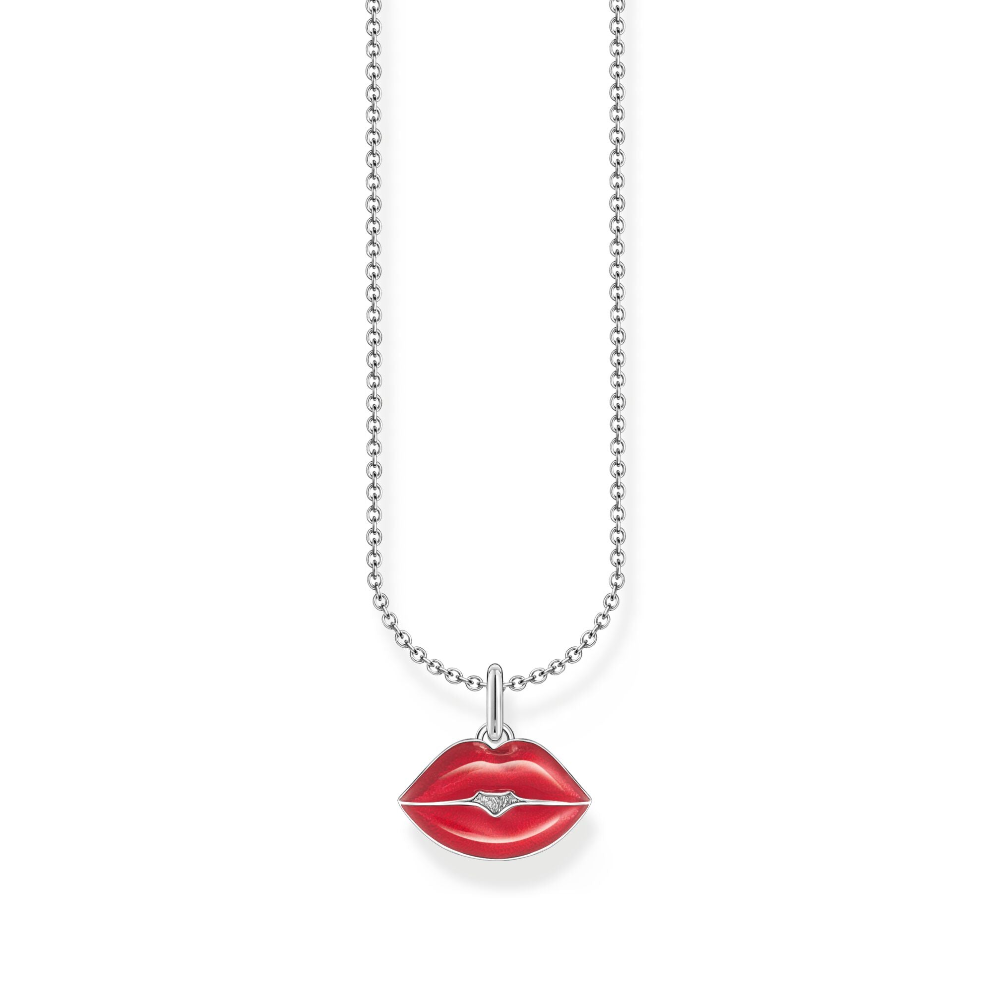 THOMAS SABO Necklace with red kissing mouth pendant - silver