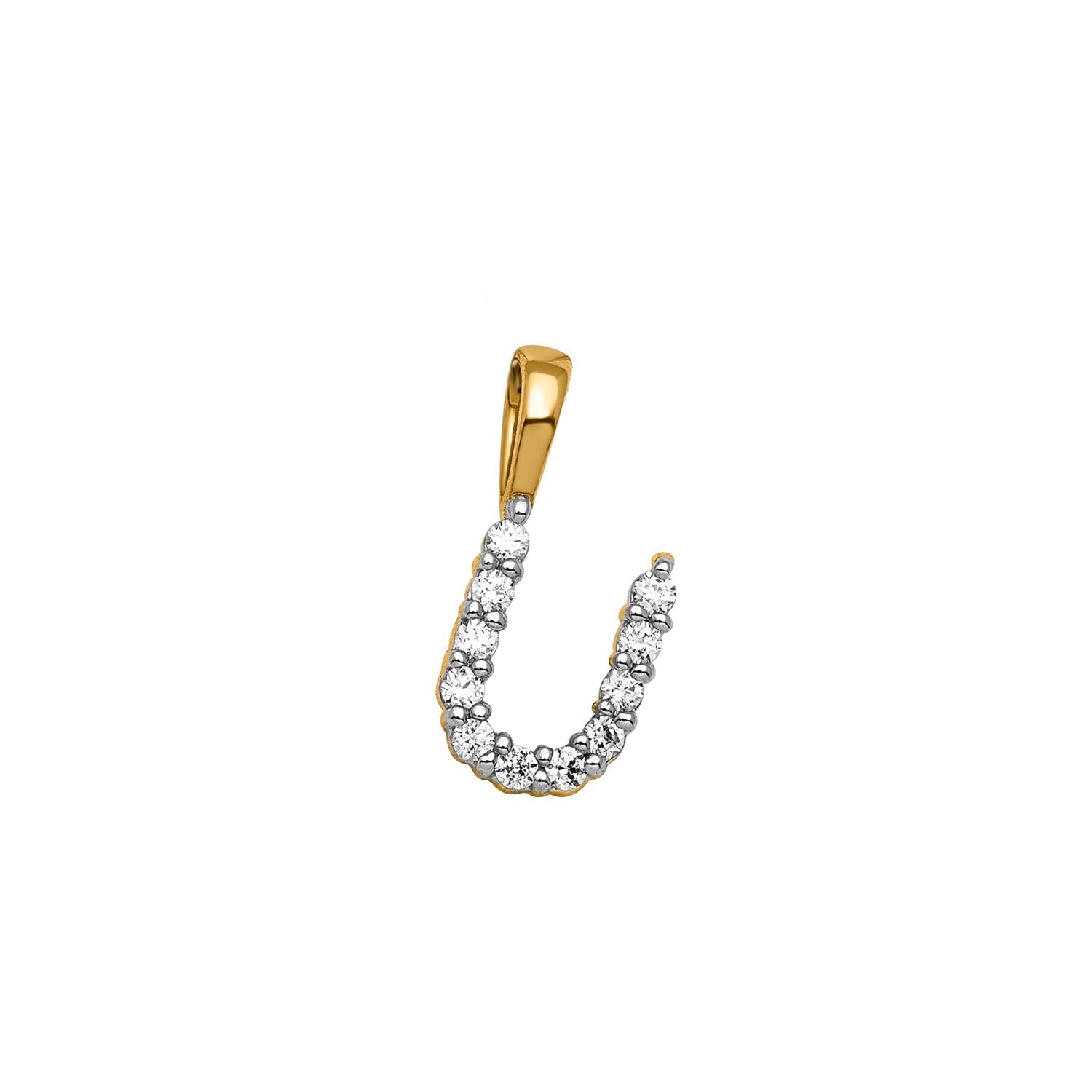 0.11ct Lab Grown Diamond Initial U Pendant in 9ct Yellow Gold