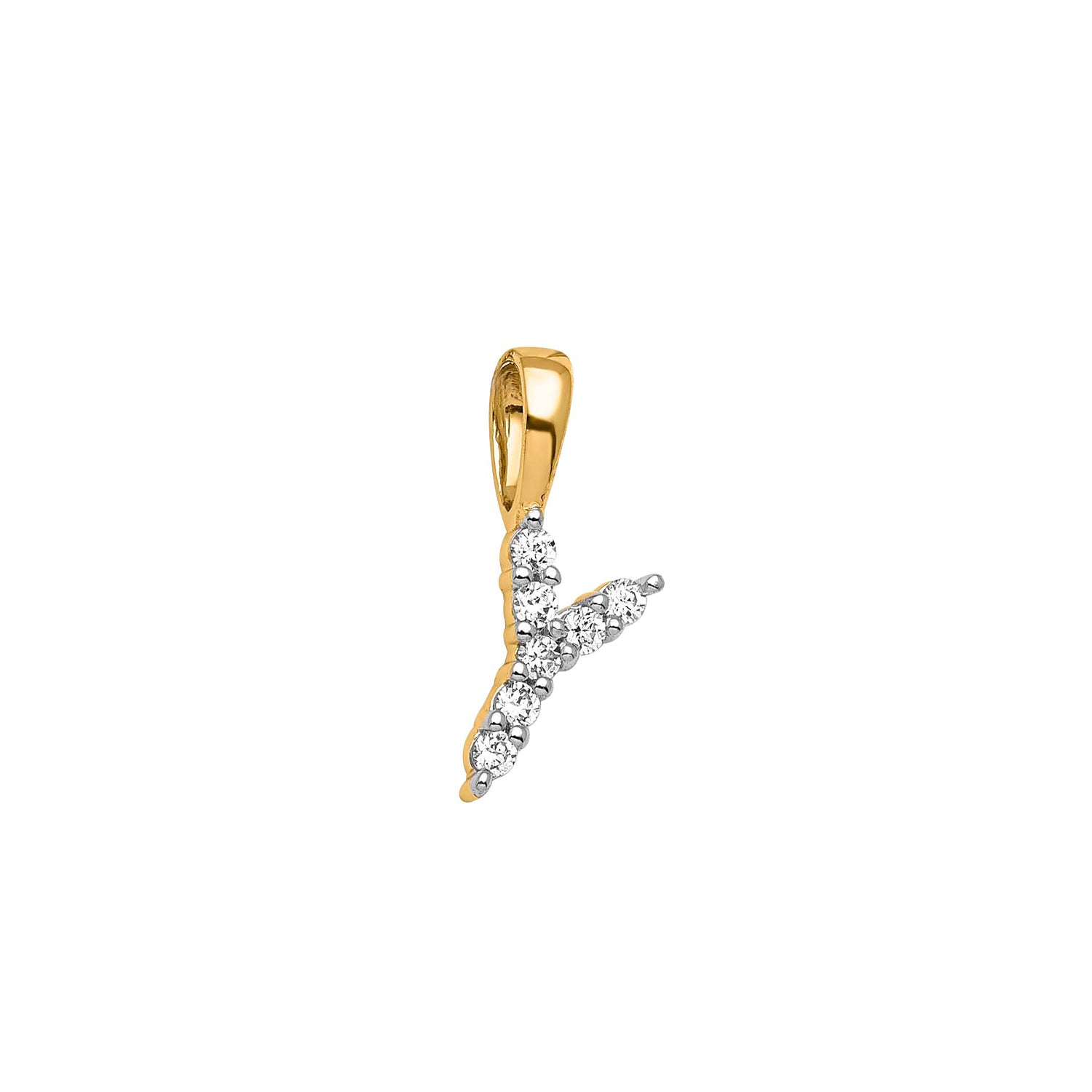 0.07ct Lab Grown Diamond Y Initial Pendant in 9ct Yellow Gold