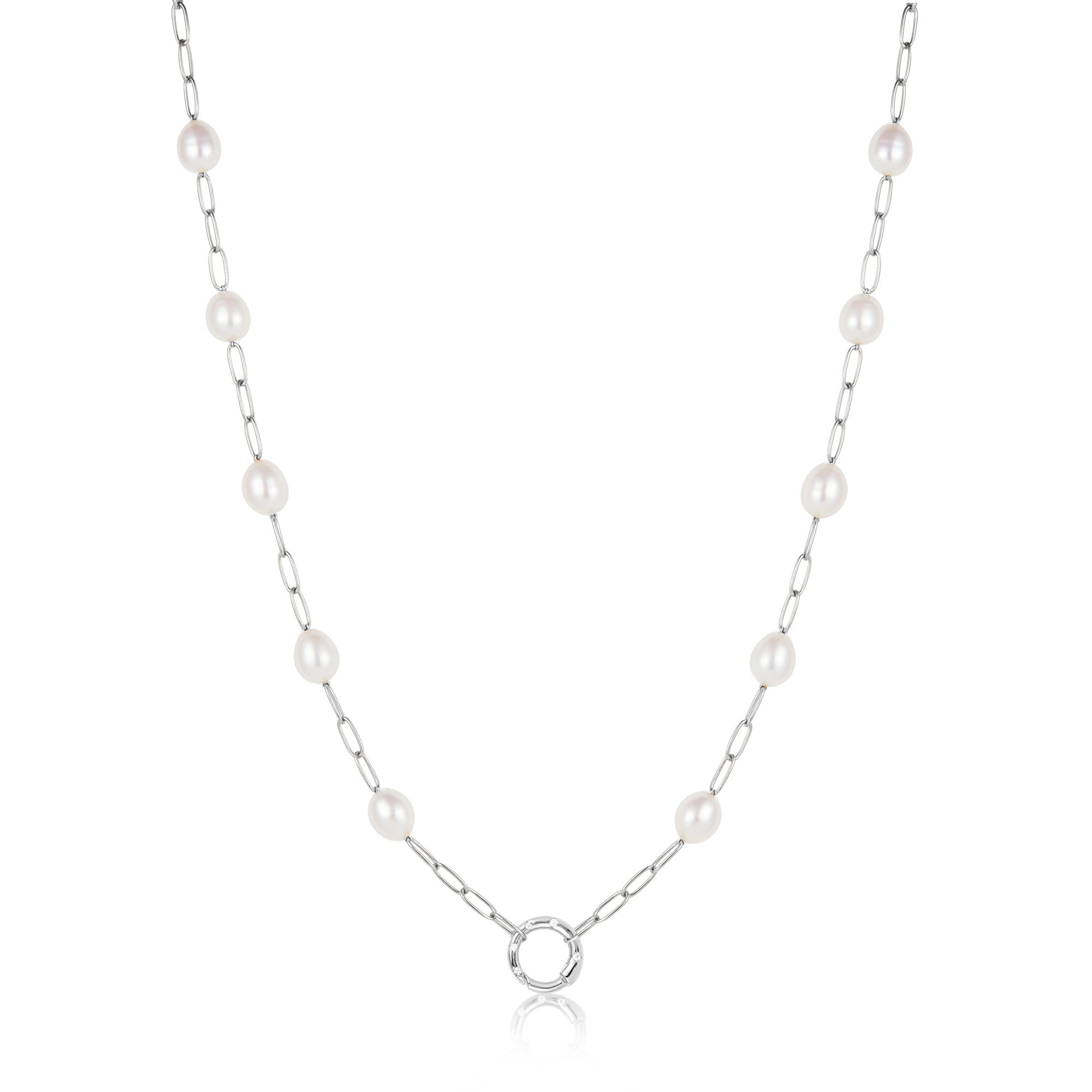 Ania Haie Silver Pearl Chain Charm Connector Necklace