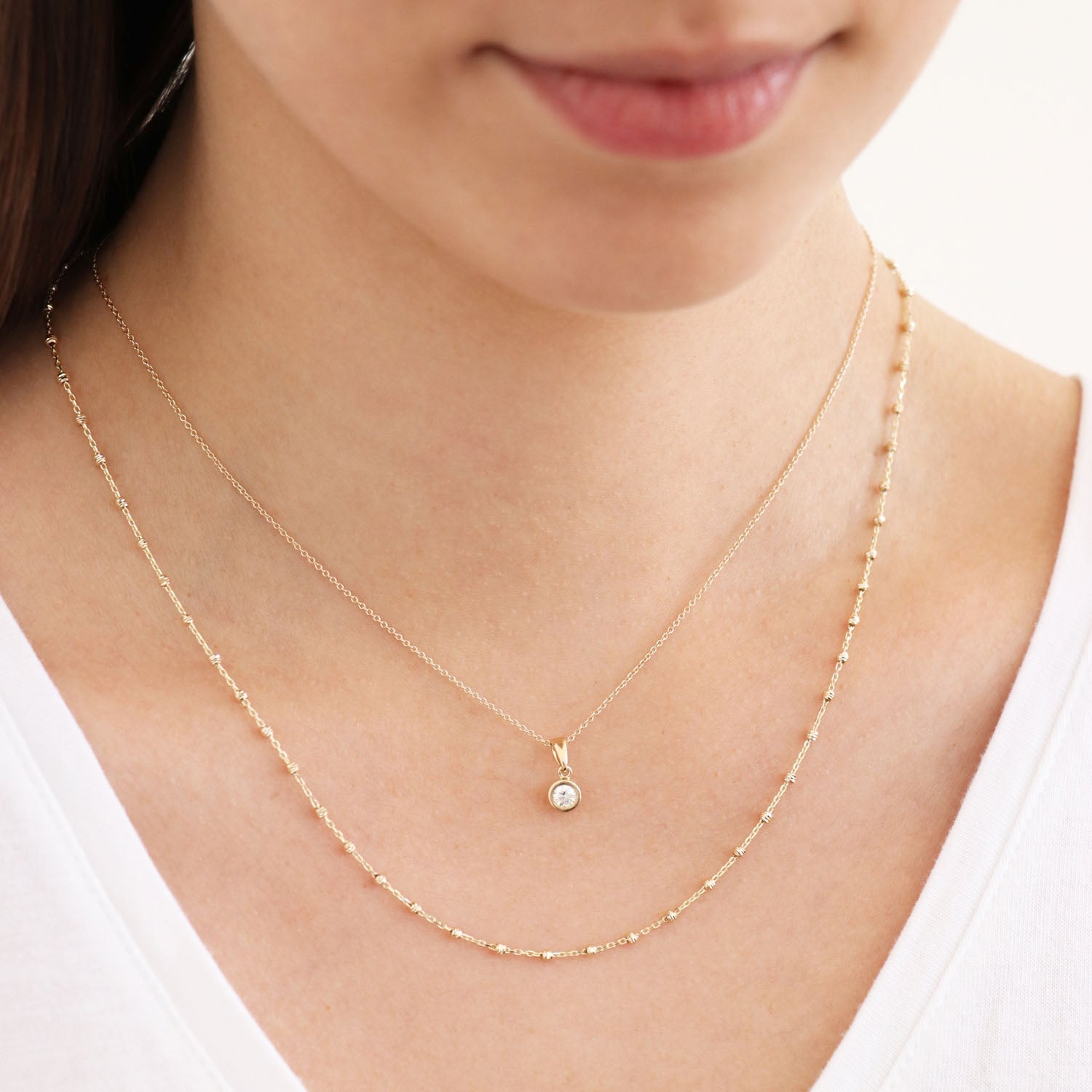 9ct Yellow Gold Beaded Chain 48cm