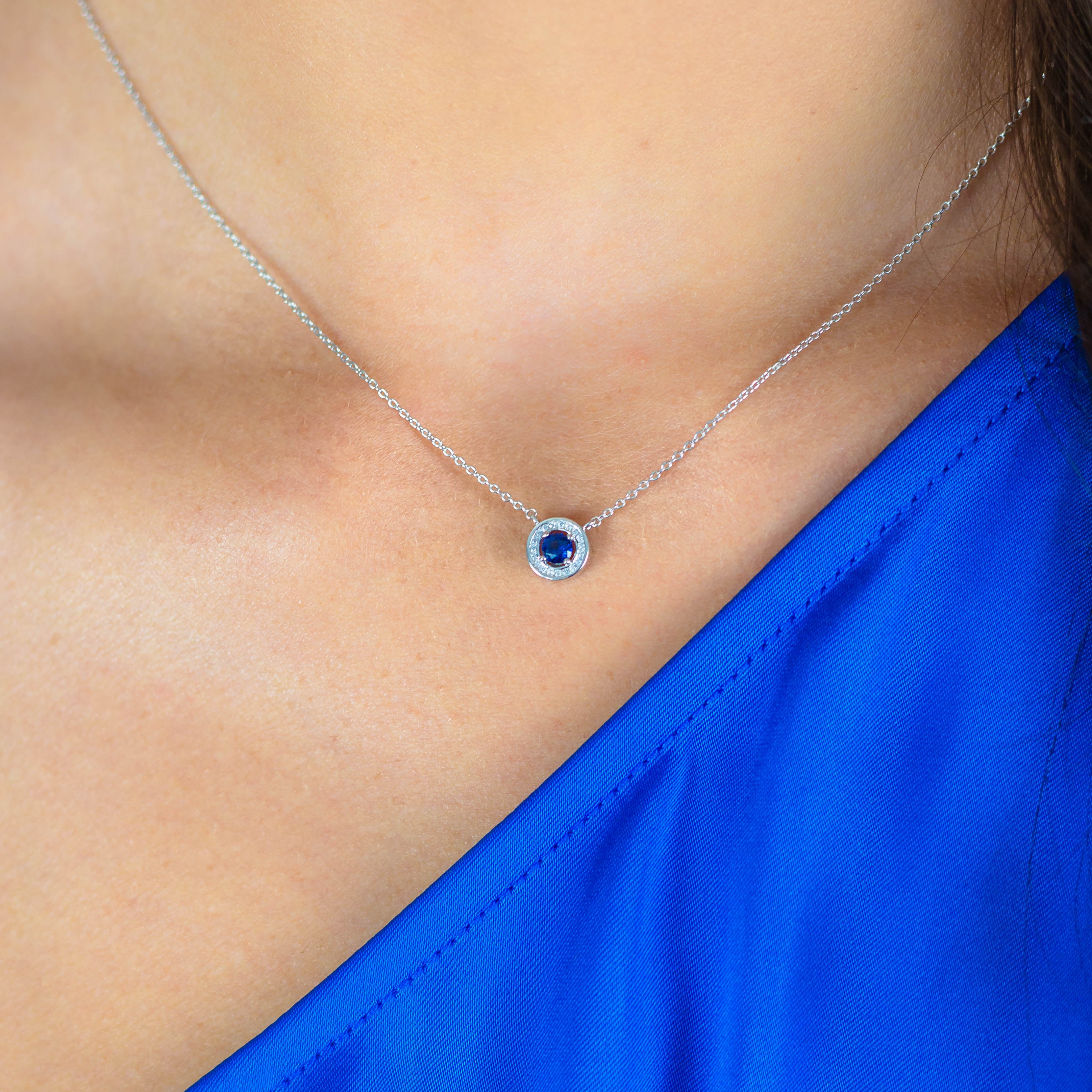 Georgini Milestone Sapphire Halo Pendant in Silver