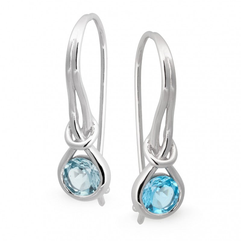 Blue Topaz Drop Earrings in 9ct White Gold