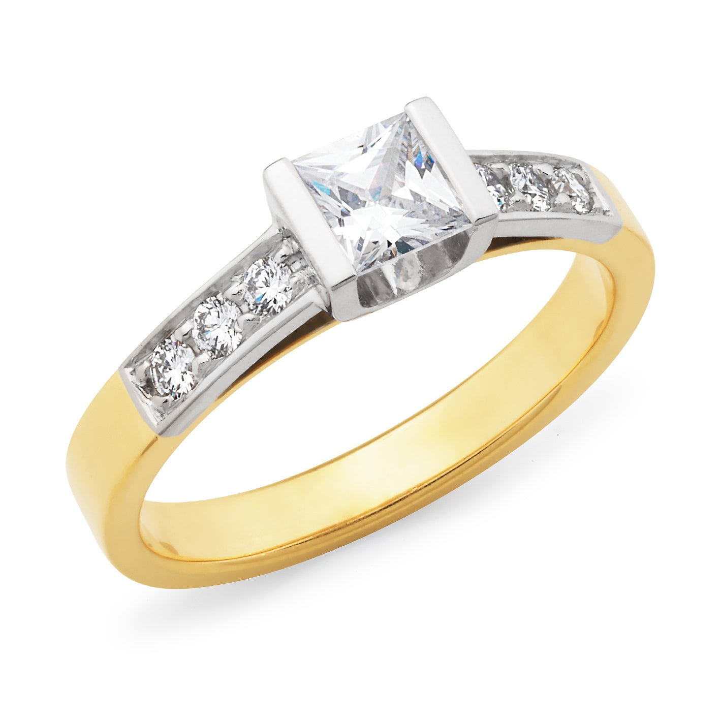 18ct Yellow Gold Princess Cut 0.40ct Diamond Engagement Ring