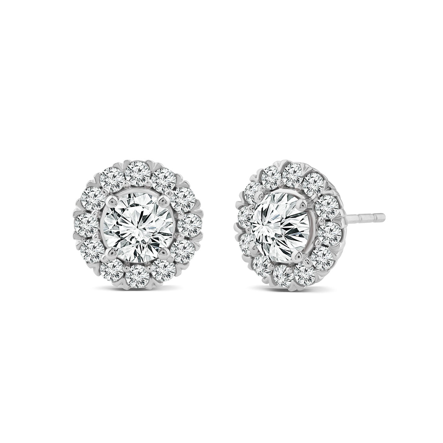 18ct White Gold 1.50ct Diamond Halo Stud Earrings