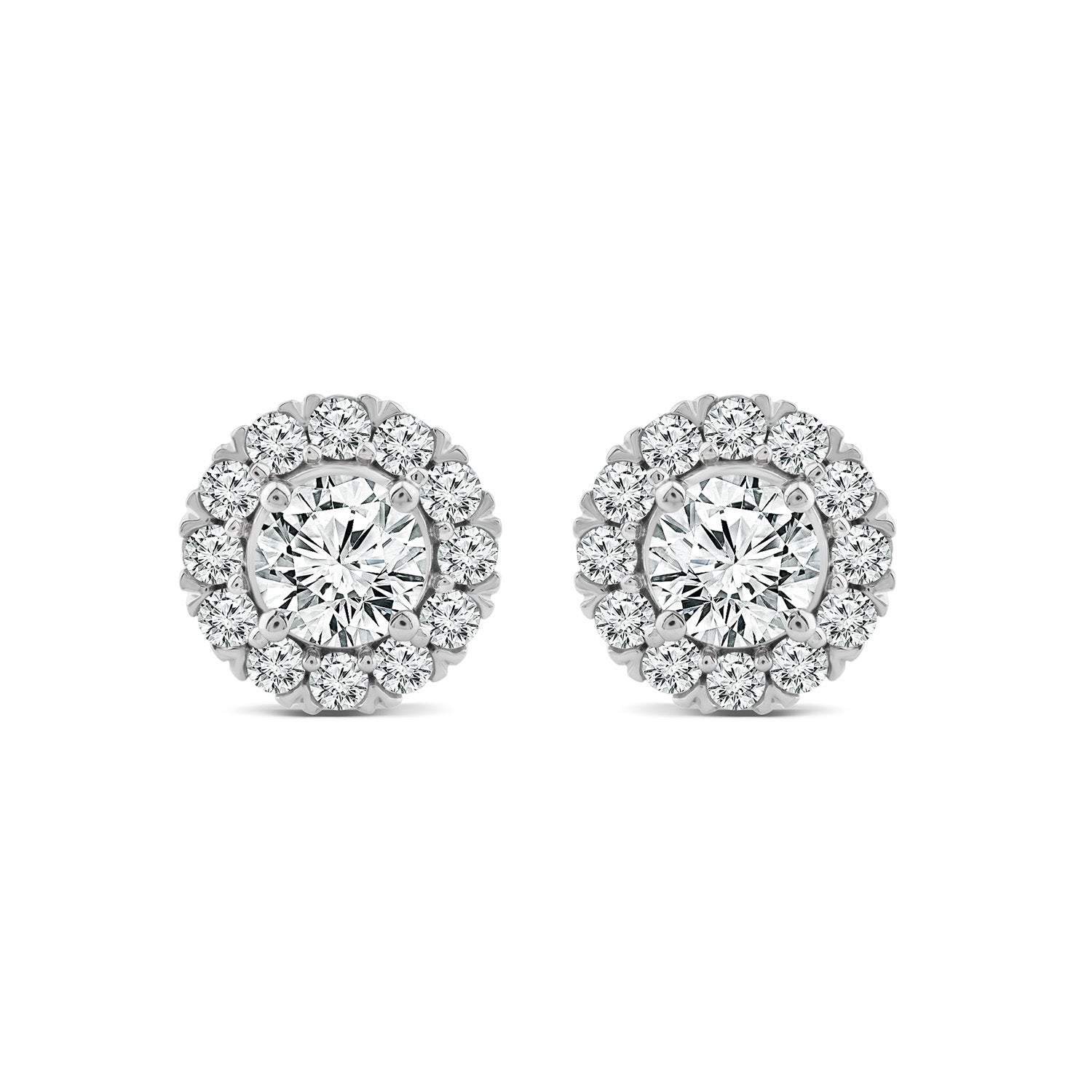 18ct White Gold 1.50ct Diamond Halo Stud Earrings